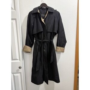 New York Harbor Andrea Women's 10P Black Belted Fully Lined Trench Coat Russia